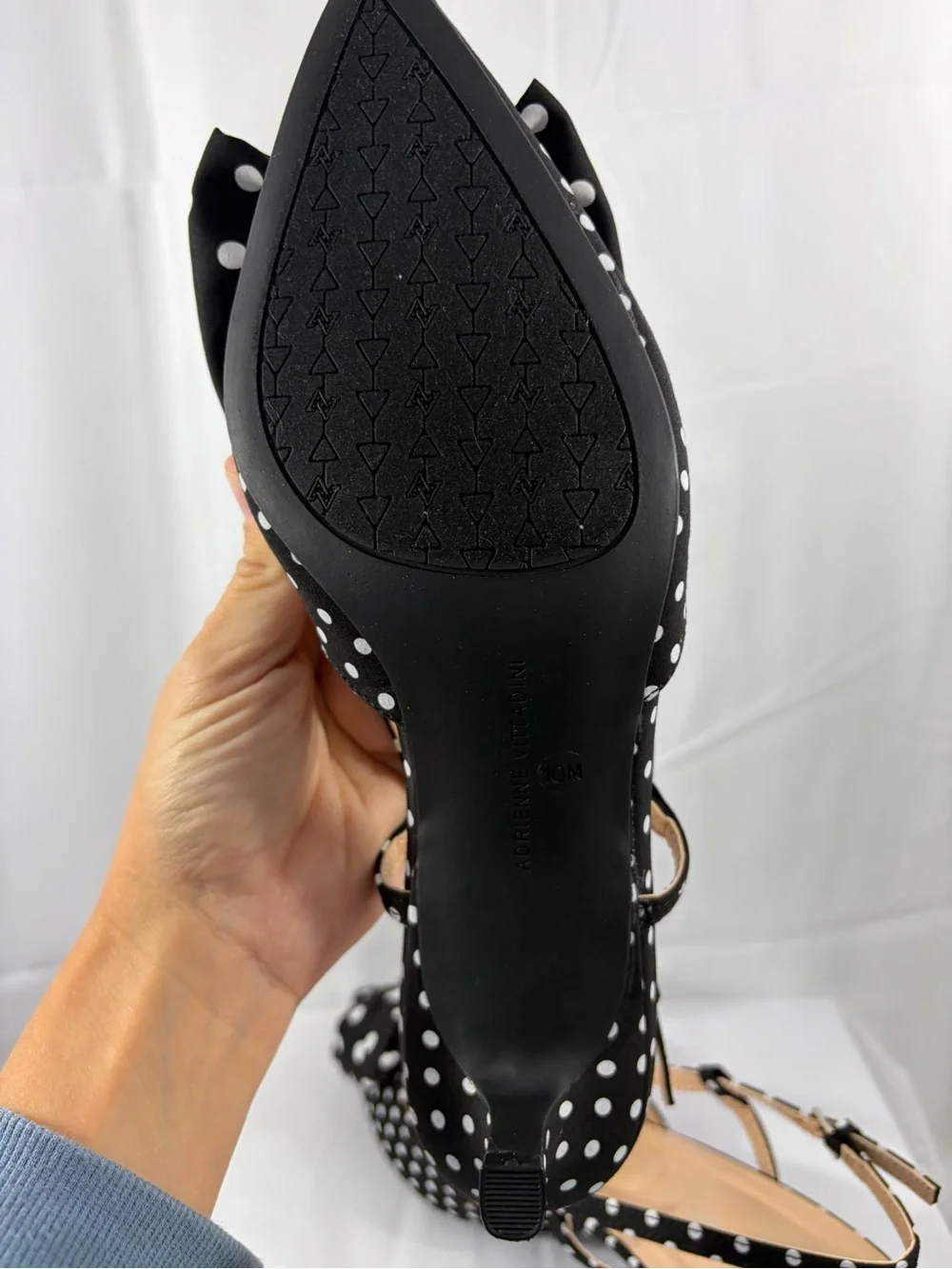 NWT Adrienne Vittadini Women’s Size 10 Black and White Polka Dot Pump Heels